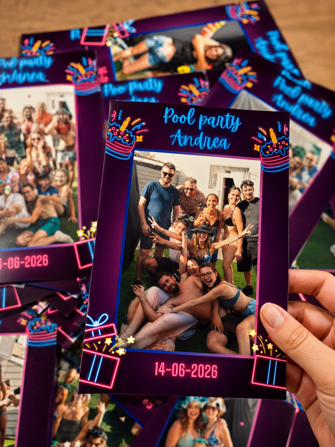 Fotos impresas personalizadas de evento con diseño de FlashFuny
